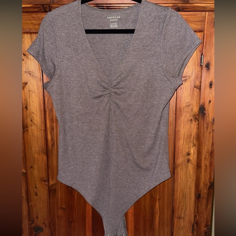 American Eagle Women’s Brown Thong Bodysuit XL – Ribbed, Snap Closure NWOT